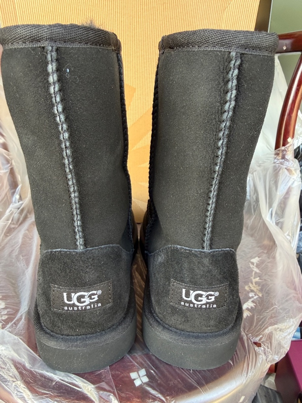UGG Black Short Classic Suede Boots - Picture 3 of 4